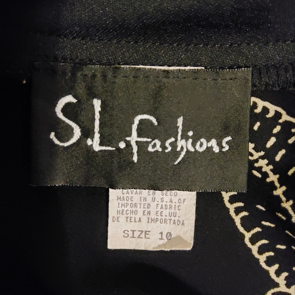 S.L FASHIONS BLACK FLORAL HALTER ASYMMETRICAL MIDI DRESS SIZE 10 - Picture 8 of 9